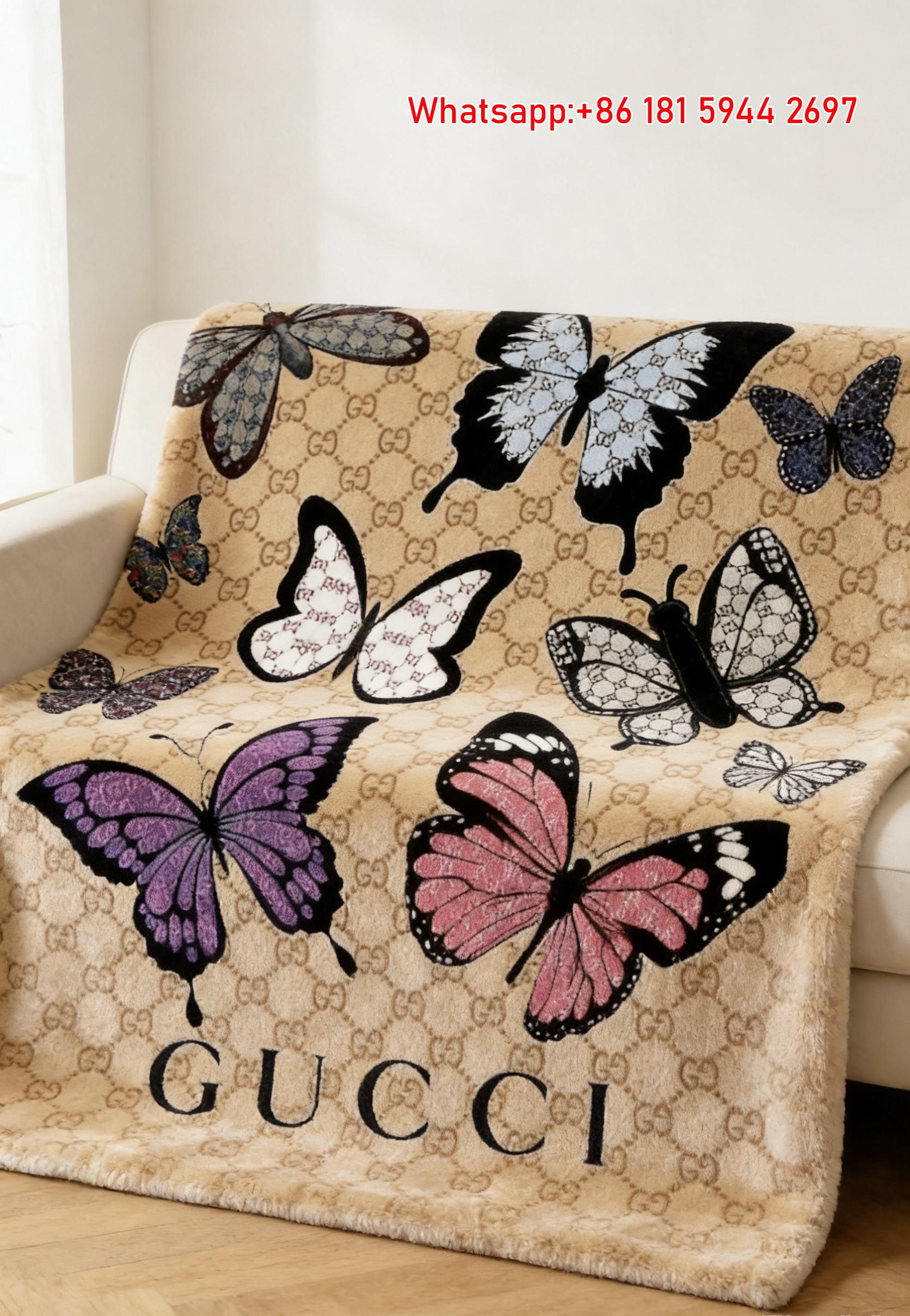 Gucci Butterfly Garden Throw Blankets IMG_2973